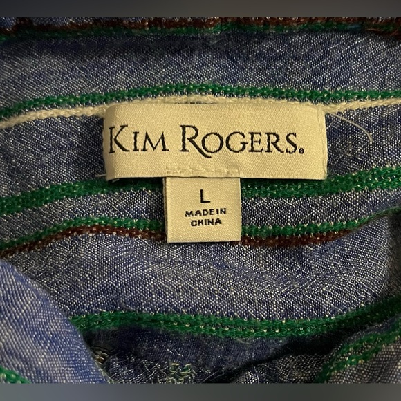 $6💙Bundled Kim Rogers Blue & Green Button Down Shirt - Picture 2 of 7